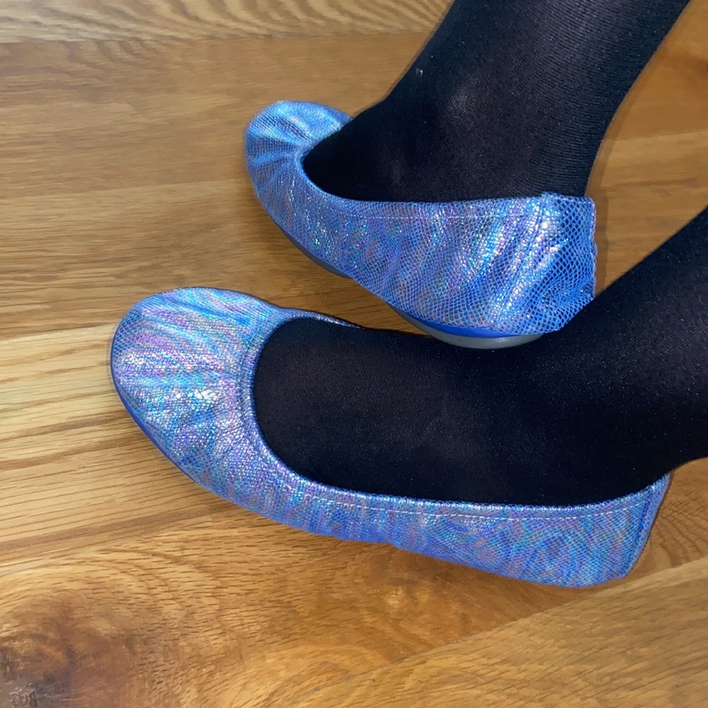 Brand New Leather Folding Ballet Flats Rainbow Shimmer Packable Shoes Like Tieks - Picture 12 of 15